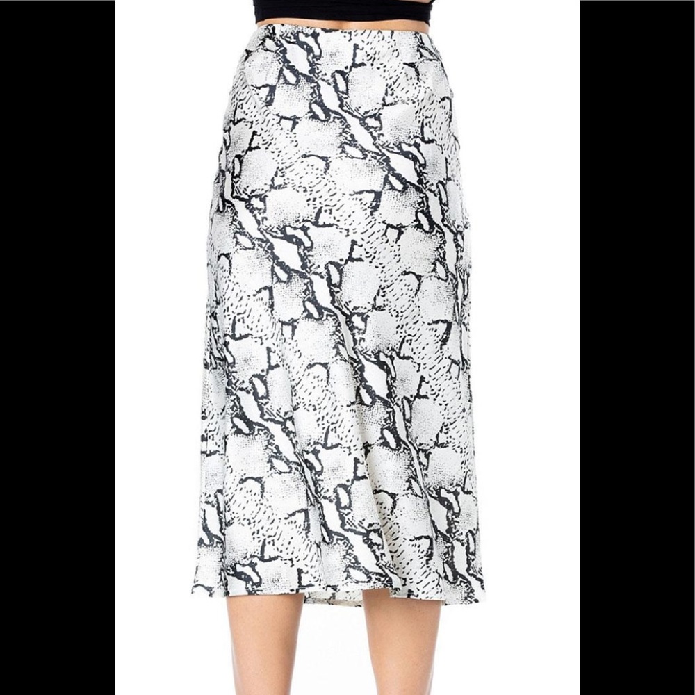Dance and Marvel - White and Black Python Snakeskin Midi Slip Skirt - Small
